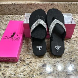 Corkys Black Flip Flops